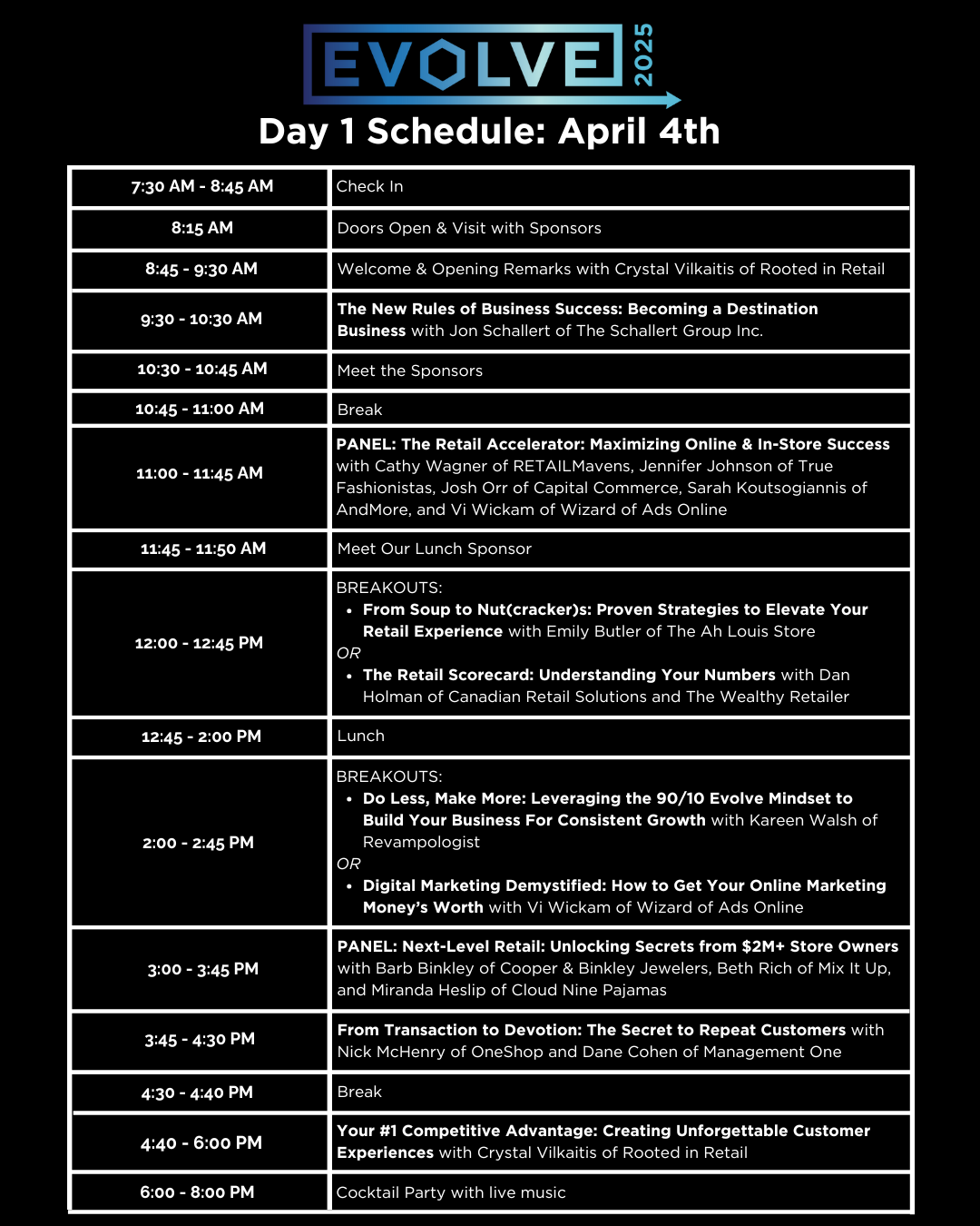EVOLVE 2025 Day 1 Schedule