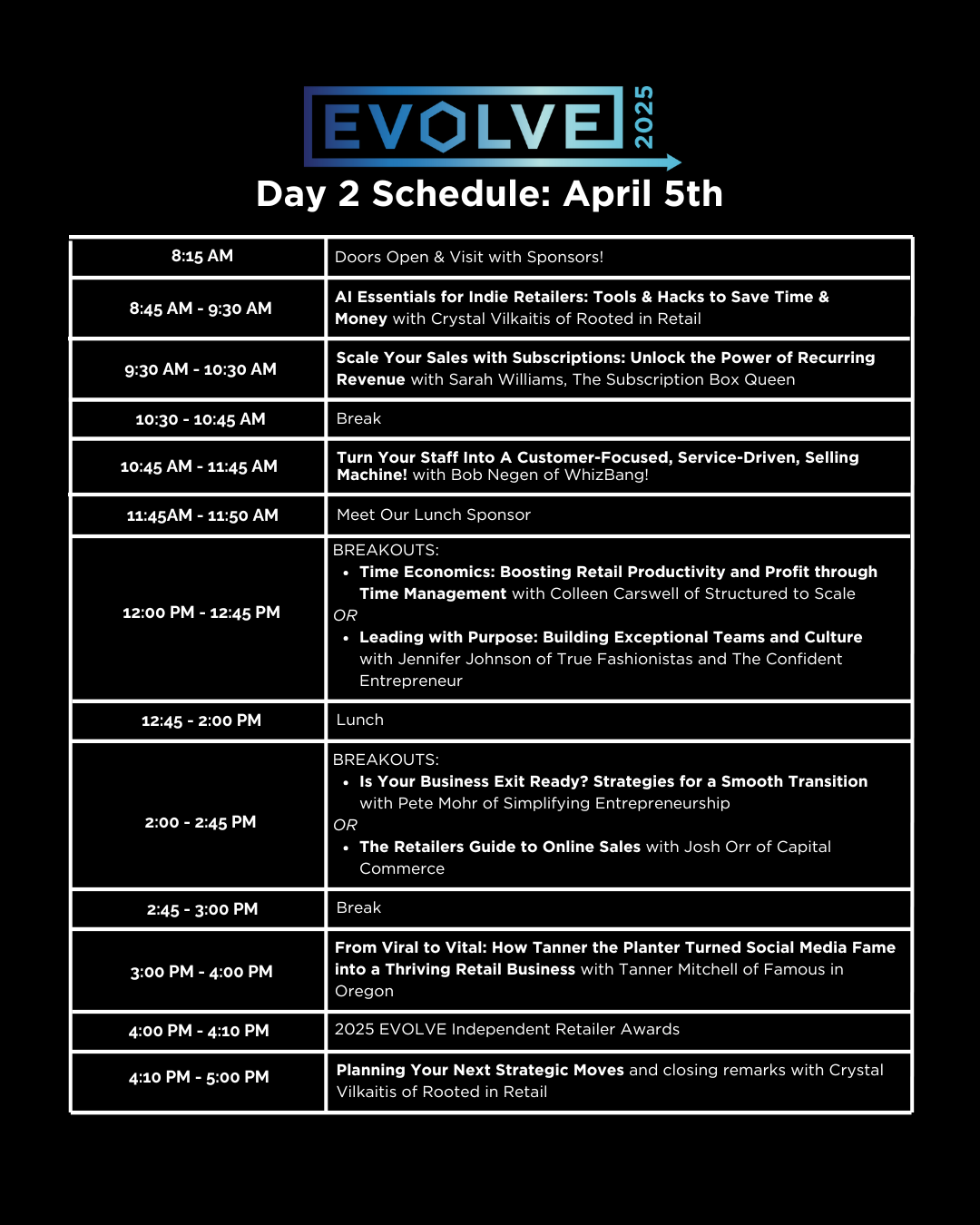 EVOLVE 2025 Day 2 Schedule